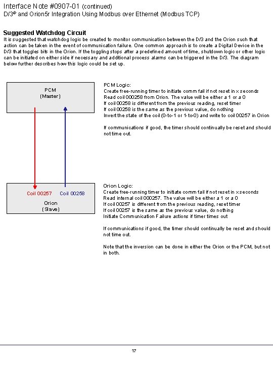 Interface Note #0907 -01 (continued) D/3® and Orion 5 r Integration Using Modbus over