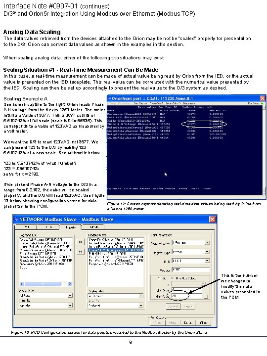 Interface Note #0907 -01 (continued) D/3® and Orion 5 r Integration Using Modbus over