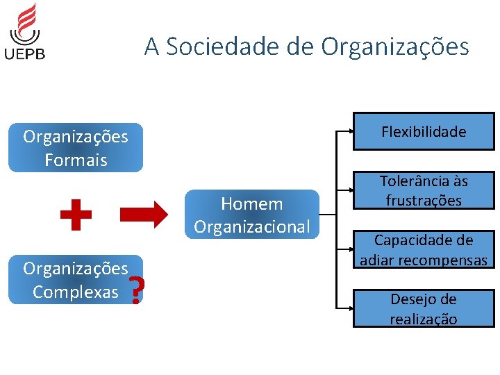 A Sociedade de Organizações Flexibilidade Organizações Formais Homem Organizacional Organizações Complexas ? Tolerância às