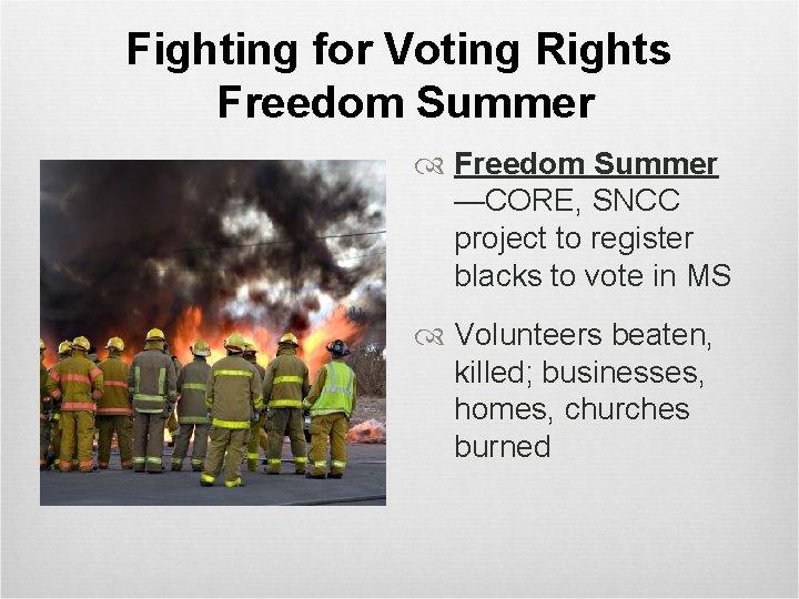 Fighting for Voting Rights Freedom Summer —CORE, SNCC project to register blacks to vote