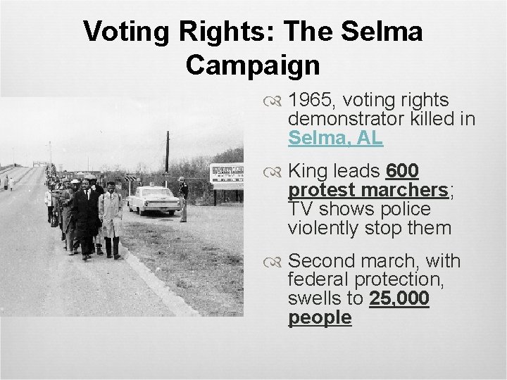Voting Rights: The Selma Campaign 1965, voting rights demonstrator killed in Selma, AL King
