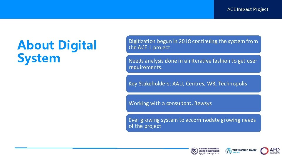 ACE Impact Project About Digital System Digitization begun in 2018 continuing the system from ACE Impact Project About Digital System Digitization begun in 2018 continuing the system from