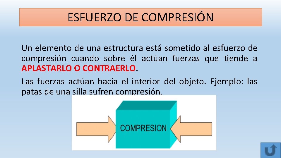 ESFUERZO DE COMPRESIÓN Un elemento de una estructura está sometido al esfuerzo de compresión