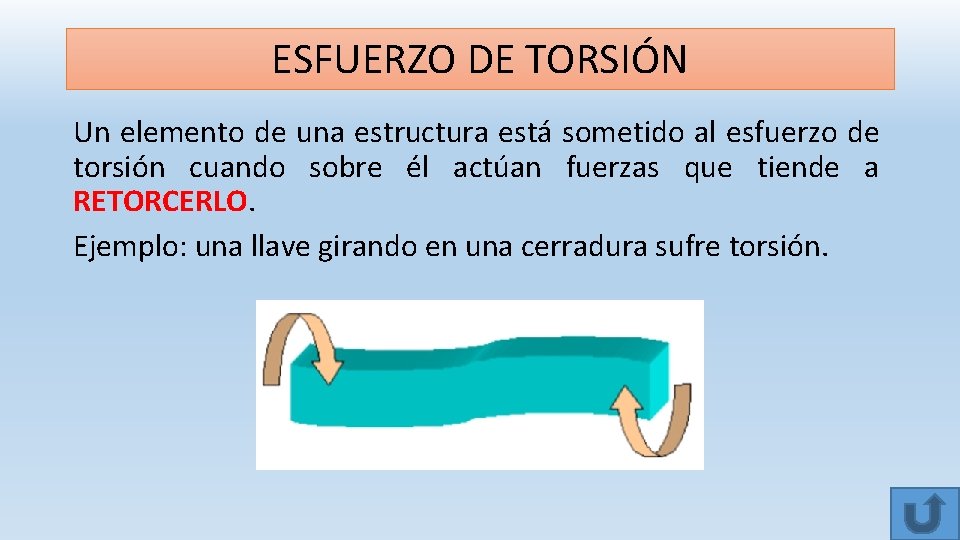 ESFUERZO DE TORSIÓN Un elemento de una estructura está sometido al esfuerzo de torsión