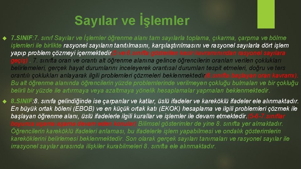 Sayılar ve İşlemler 7. SINIF: 7. sınıf Sayılar ve İşlemler öğrenme alanı tam sayılarla