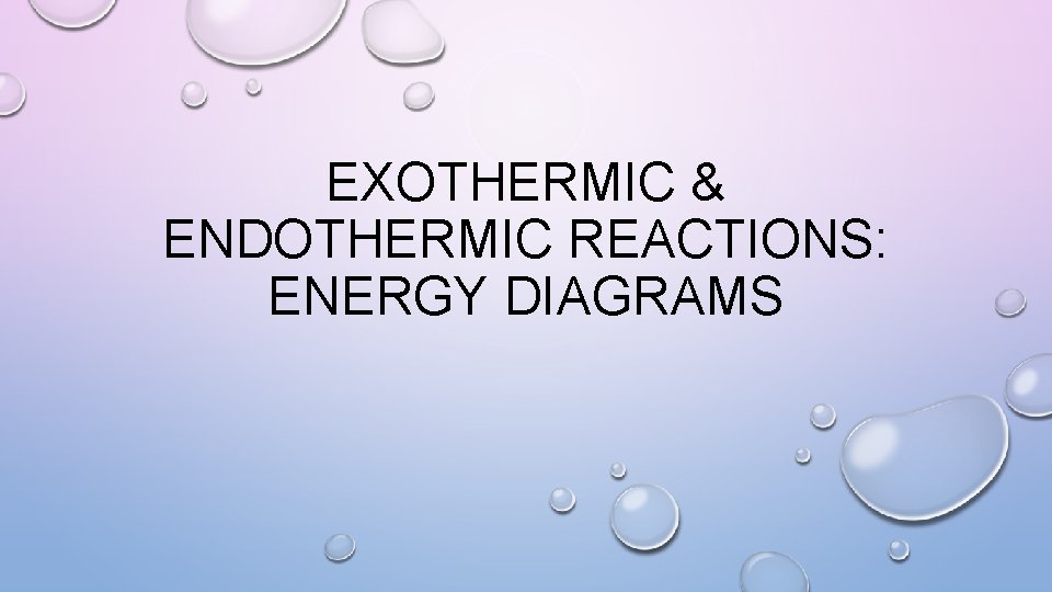 EXOTHERMIC & ENDOTHERMIC REACTIONS: ENERGY DIAGRAMS 