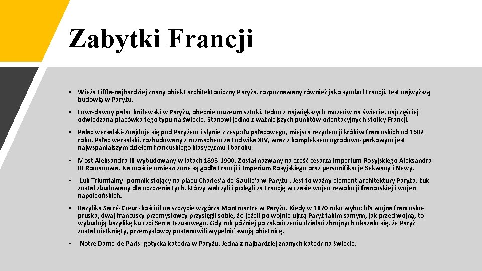 Zabytki Francji • Wieża Eiffla-najbardziej znany obiekt architektoniczny Paryża, rozpoznawany również jako symbol Francji.