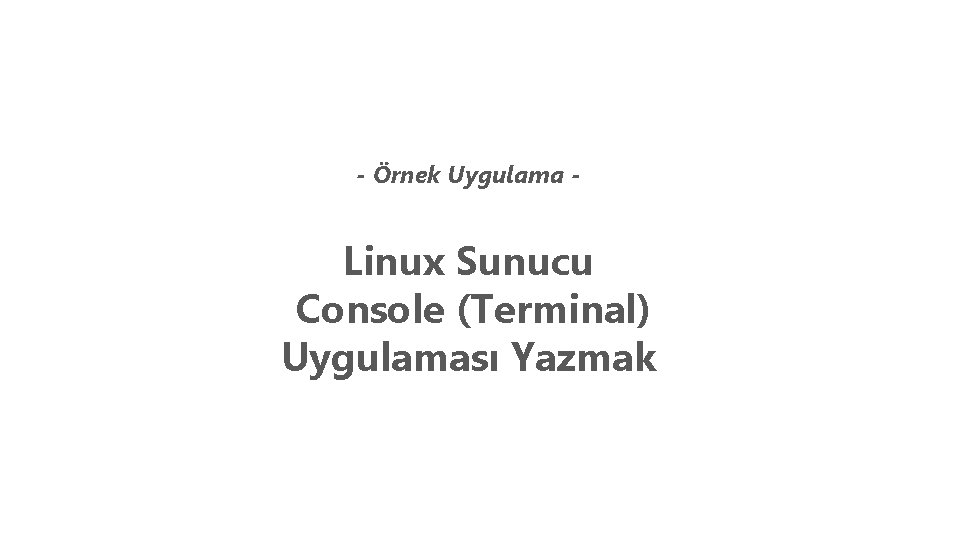 - Örnek Uygulama - Linux Sunucu Console (Terminal) Uygulaması Yazmak 