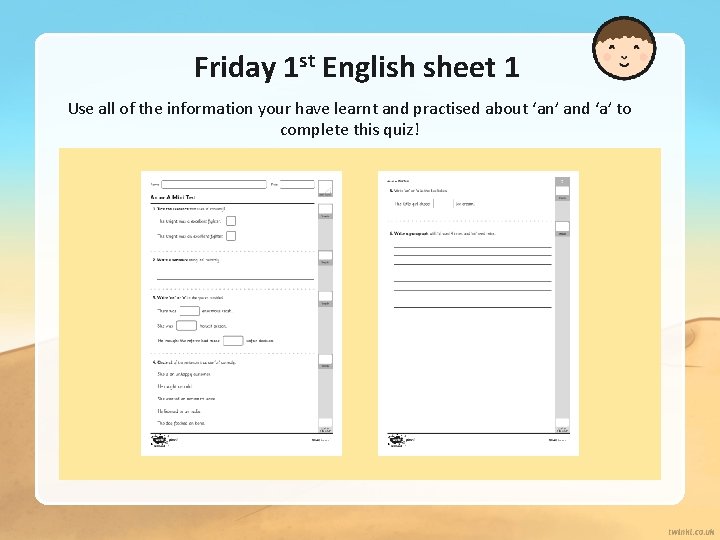 Friday 1 st English sheet 1 Use all of the information your have learnt