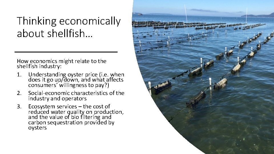 Thinking economically about shellfish… How economics might relate to the shellfish industry: 1. Understanding Thinking economically about shellfish… How economics might relate to the shellfish industry: 1. Understanding