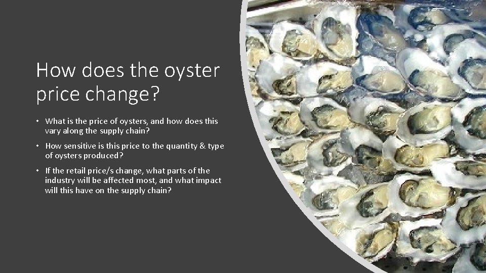 How does the oyster price change? • What is the price of oysters, and How does the oyster price change? • What is the price of oysters, and