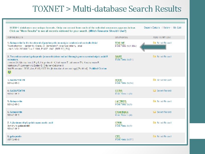 TOXNET > Multi-database Search Results 