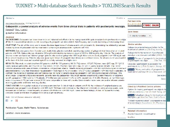 TOXNET > Multi-database Search Results > TOXLINE Search Results 