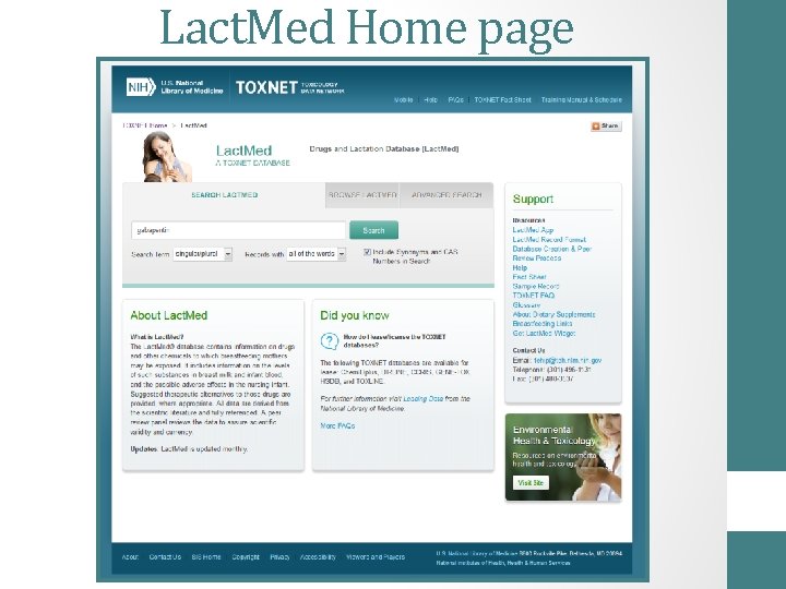 Lact. Med Home page 