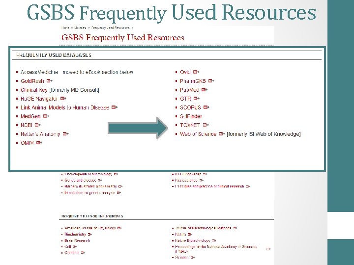 GSBS Frequently Used Resources 