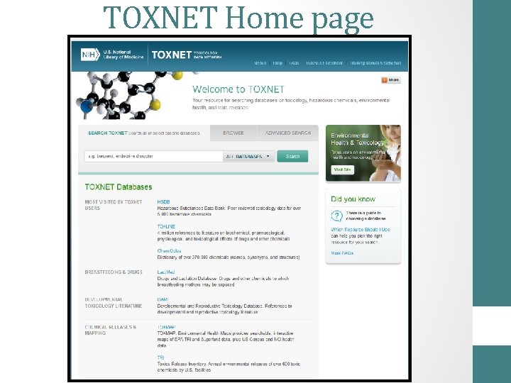 TOXNET Home page 