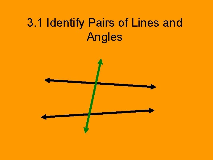 3. 1 Identify Pairs of Lines and Angles 
