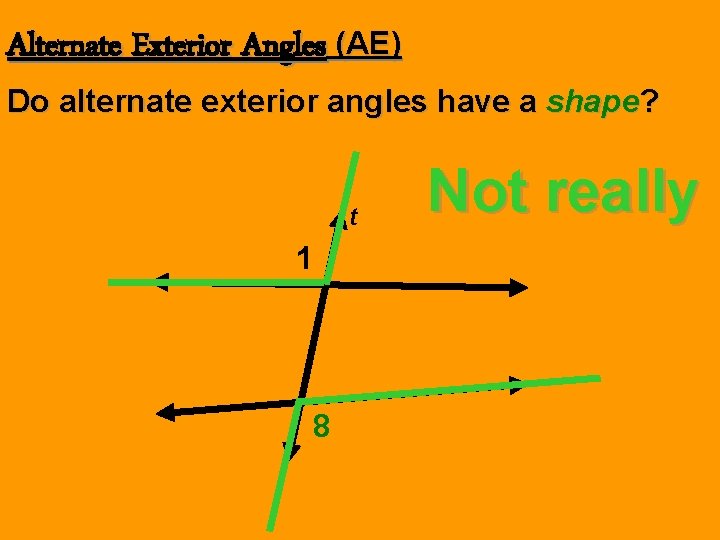 Alternate Exterior Angles (AE) Do alternate exterior angles have a shape? t 1 8