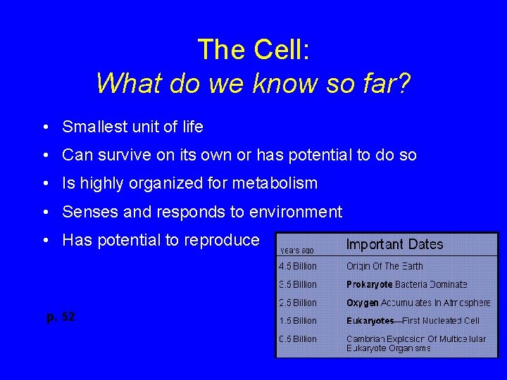 The Cell: What do we know so far? • Smallest unit of life •