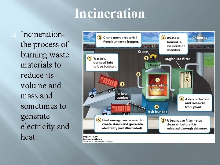 Incineration Incinerationthe process of burning waste materials to reduce its volume and mass and