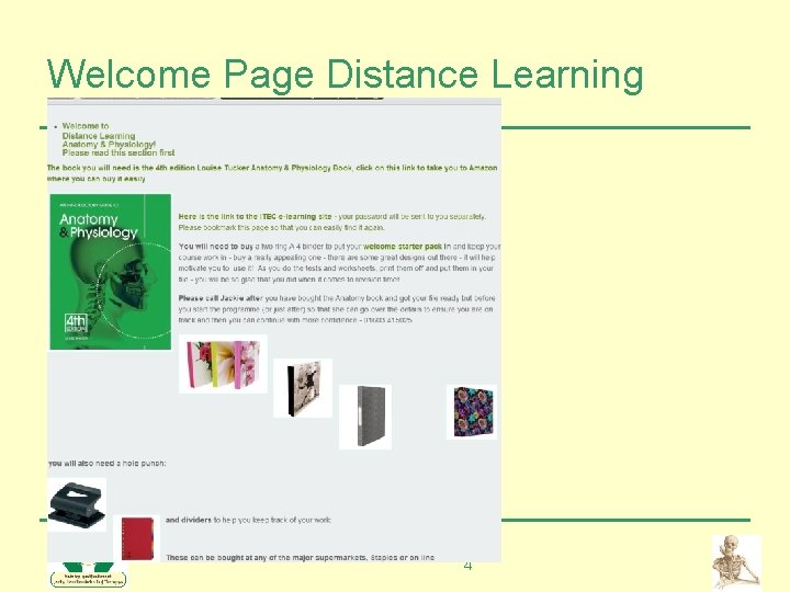 Welcome Page Distance Learning 4 