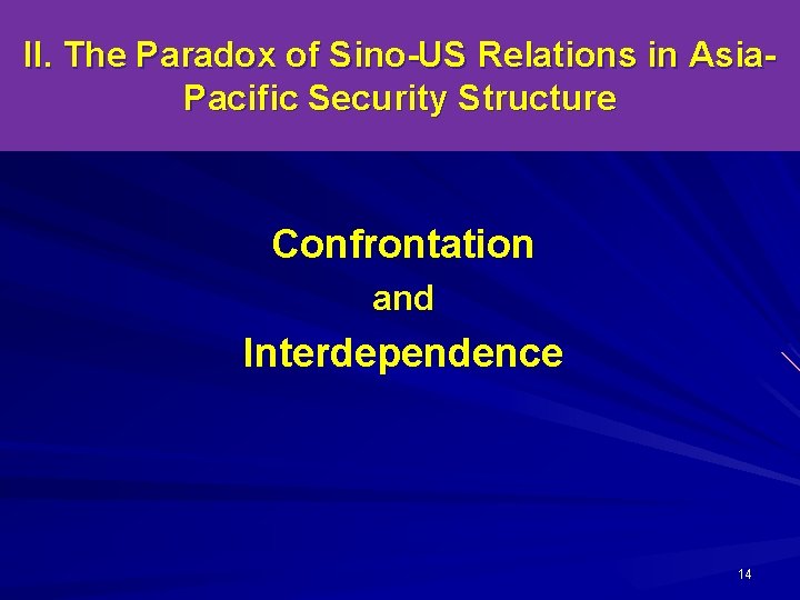 II. The Paradox of Sino-US Relations in Asia. Pacific Security Structure Confrontation and Interdependence