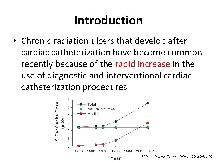 Introduction • Chronic radiation ulcers that develop after cardiac catheterization have become common recently