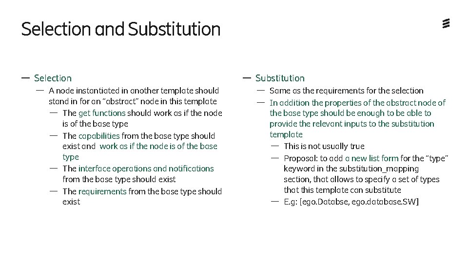 Selection and Substitution — Selection — A node instantiated in another template should stand