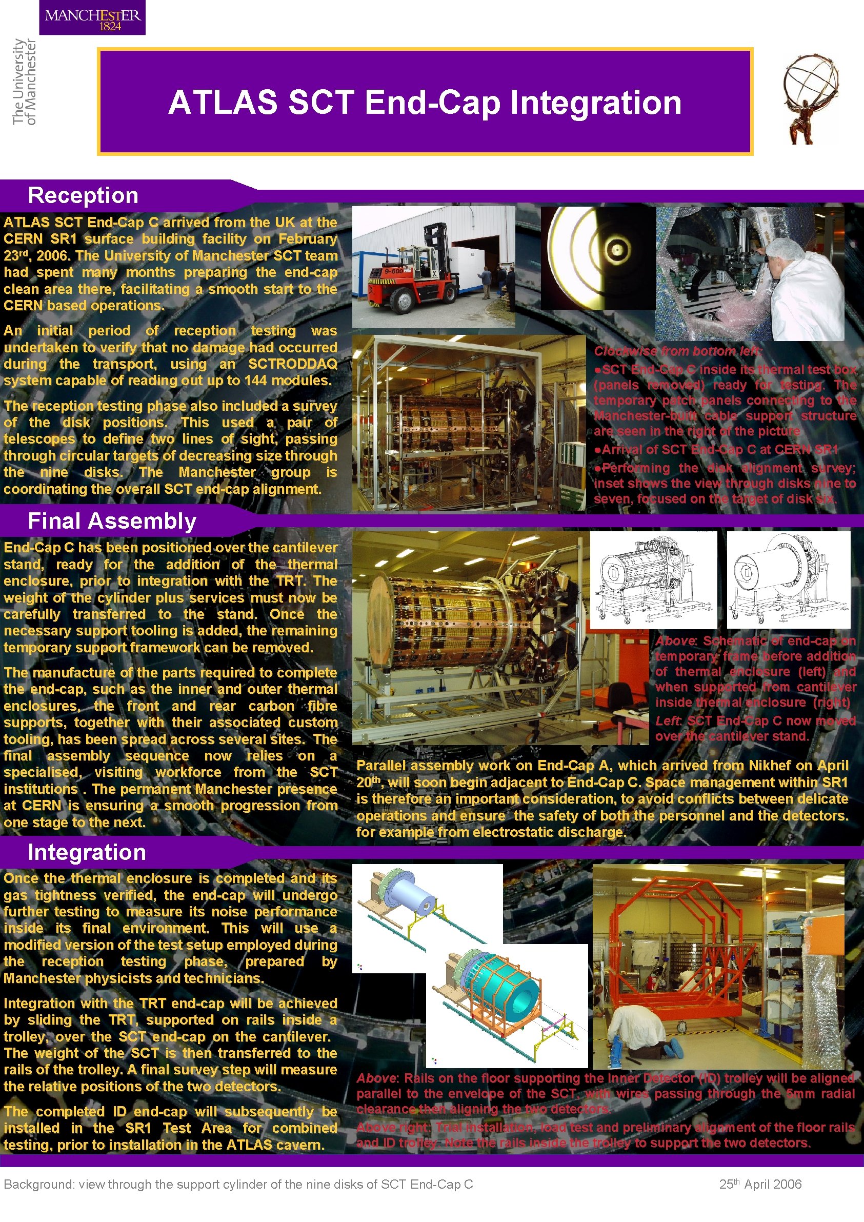 ATLAS SCT End-Cap Integration Reception ATLAS SCT End-Cap C arrived from the UK at