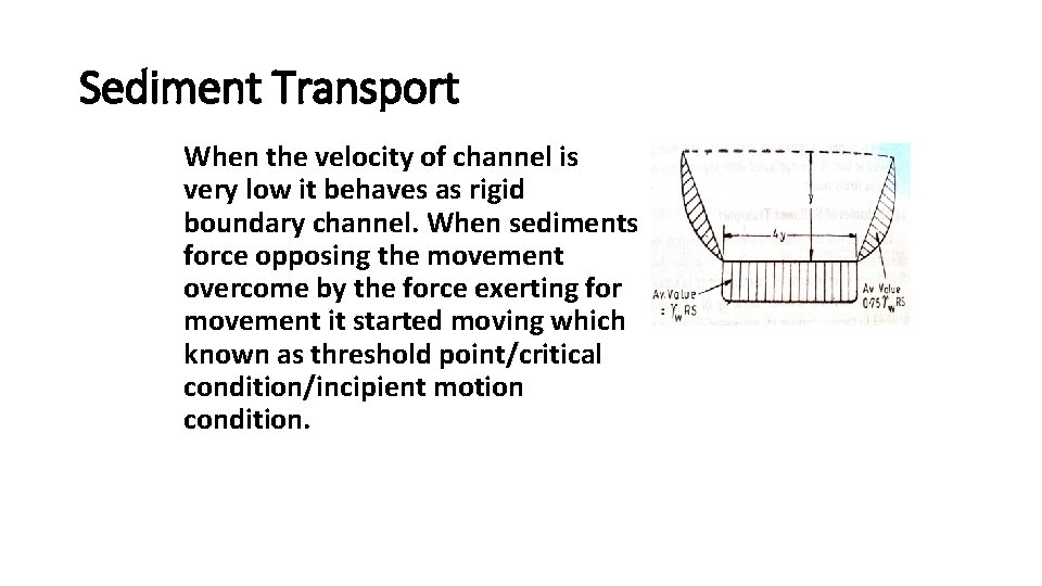 Sediment Transport When the velocity of channel is very low it behaves as rigid