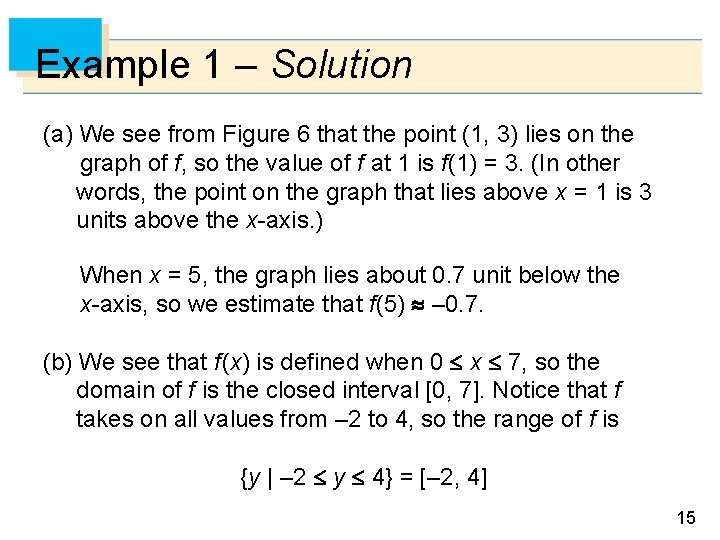 Example 1 – Solution (a) We see from Figure 6 that the point (1,