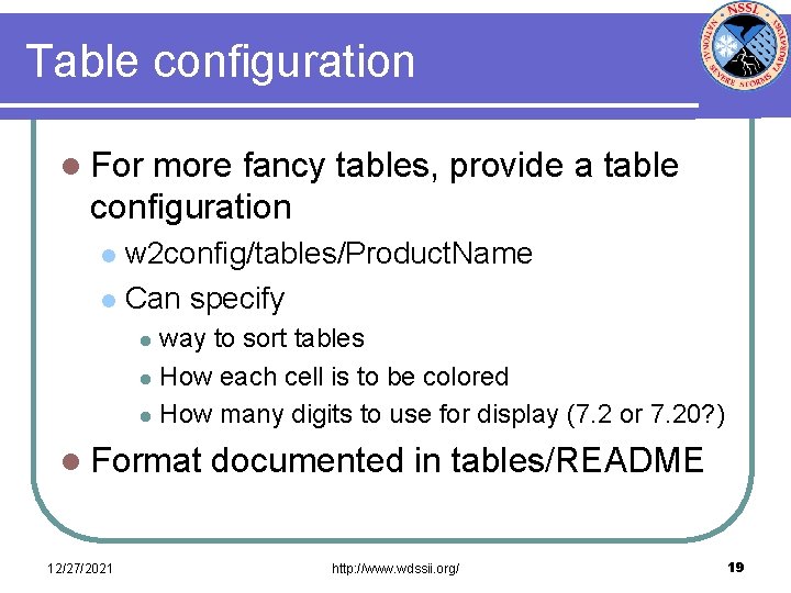 Table configuration l For more fancy tables, provide a table configuration w 2 config/tables/Product.