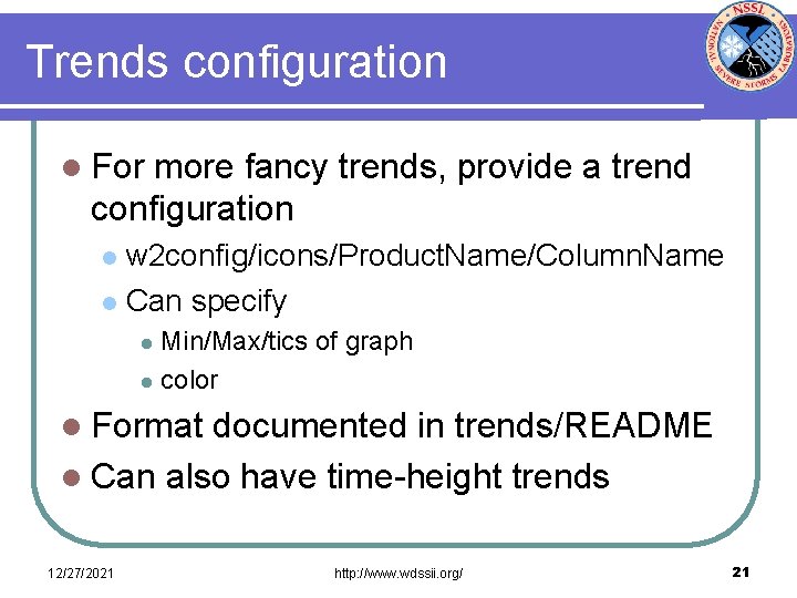 Trends configuration l For more fancy trends, provide a trend configuration w 2 config/icons/Product.