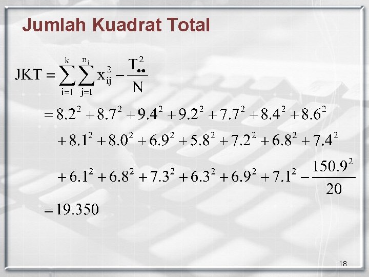 Jumlah Kuadrat Total 18 