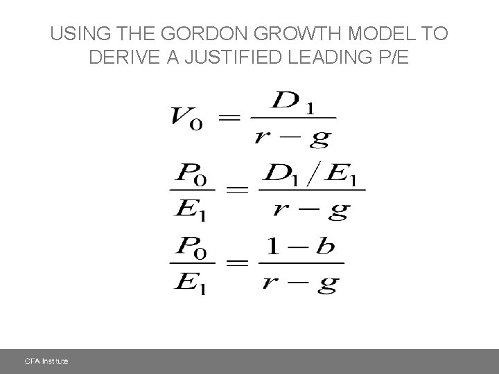 USING THE GORDON GROWTH MODEL TO DERIVE A JUSTIFIED LEADING P/E 