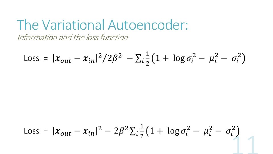 The Variational Autoencoder: Information and the loss function 