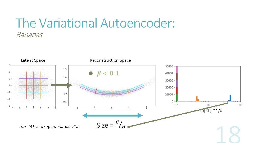 The Variational Autoencoder: Bananas Latent Space Reconstruction Space Exp[KL] ~ 1/σ The VAE is
