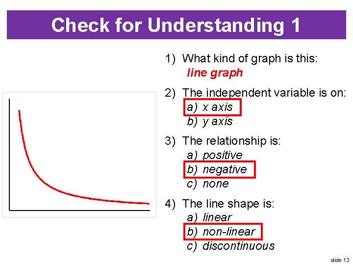 Check for Understanding 1 1) What kind of graph is this: line graph 2)