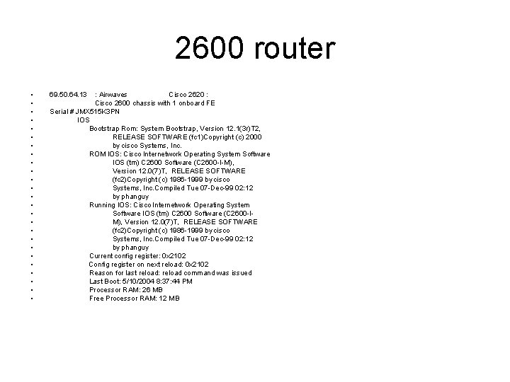 2600 router • • • • • • • 69. 50. 64. 13 :