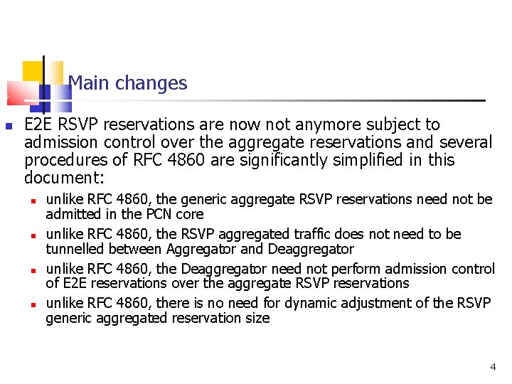 Main changes E 2 E RSVP reservations are now not anymore subject to admission