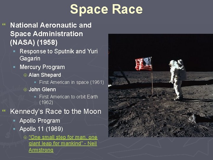 Space Race } National Aeronautic and Space Administration (NASA) (1958) § Response to Sputnik