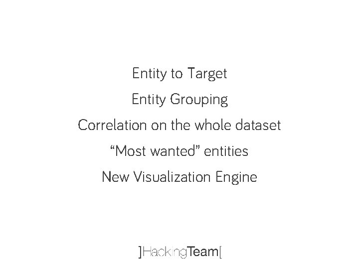 Entity to Target Entity Grouping Correlation on the whole dataset “Most wanted” entities New