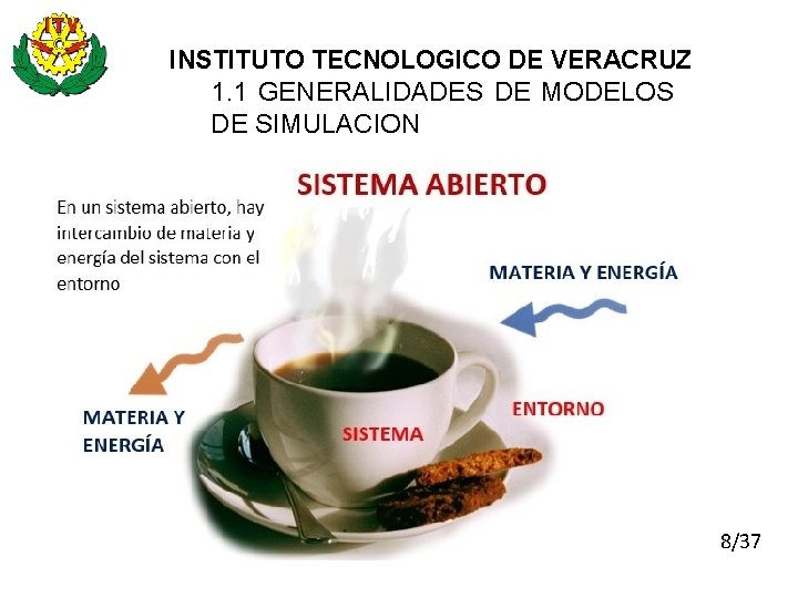 INSTITUTO TECNOLOGICO DE VERACRUZ 1. 1 GENERALIDADES DE MODELOS DE SIMULACION 8/37 