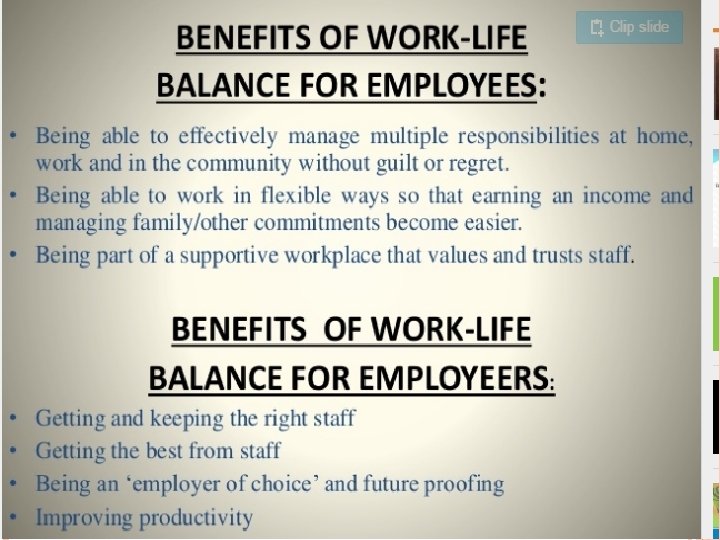 WORK LIFE INTEGRATION COMPONENTS OF WORK LIFE BALANCE