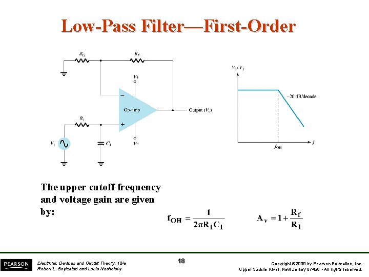 Low-Pass Filter—First-Order The upper cutoff frequency and voltage gain are given by: Electronic Devices