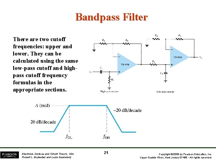 Bandpass Filter There are two cutoff frequencies: upper and lower. They can be calculated