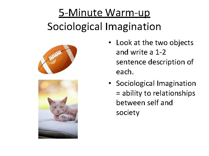 5 -Minute Warm-up Sociological Imagination • Look at the two objects and write a