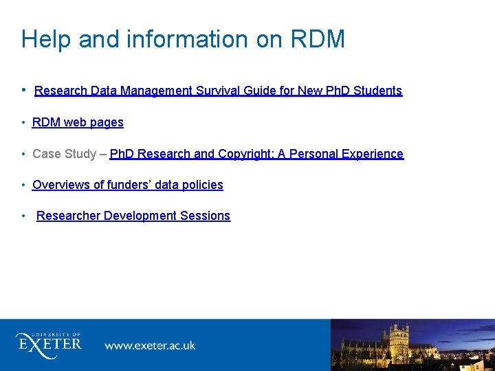 Help and information on RDM • Research Data Management Survival Guide for New Ph. Help and information on RDM • Research Data Management Survival Guide for New Ph.