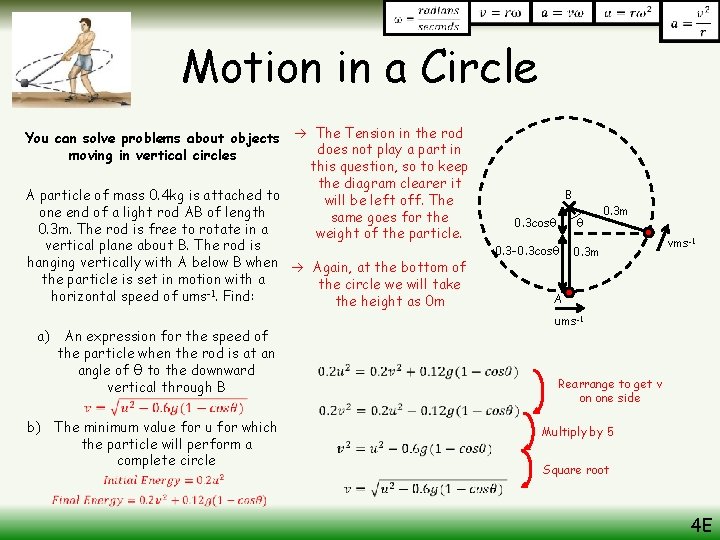 Motion in a Circle You can solve problems about objects The Tension in the