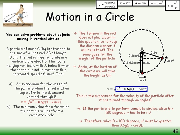 Motion in a Circle You can solve problems about objects The Tension in the